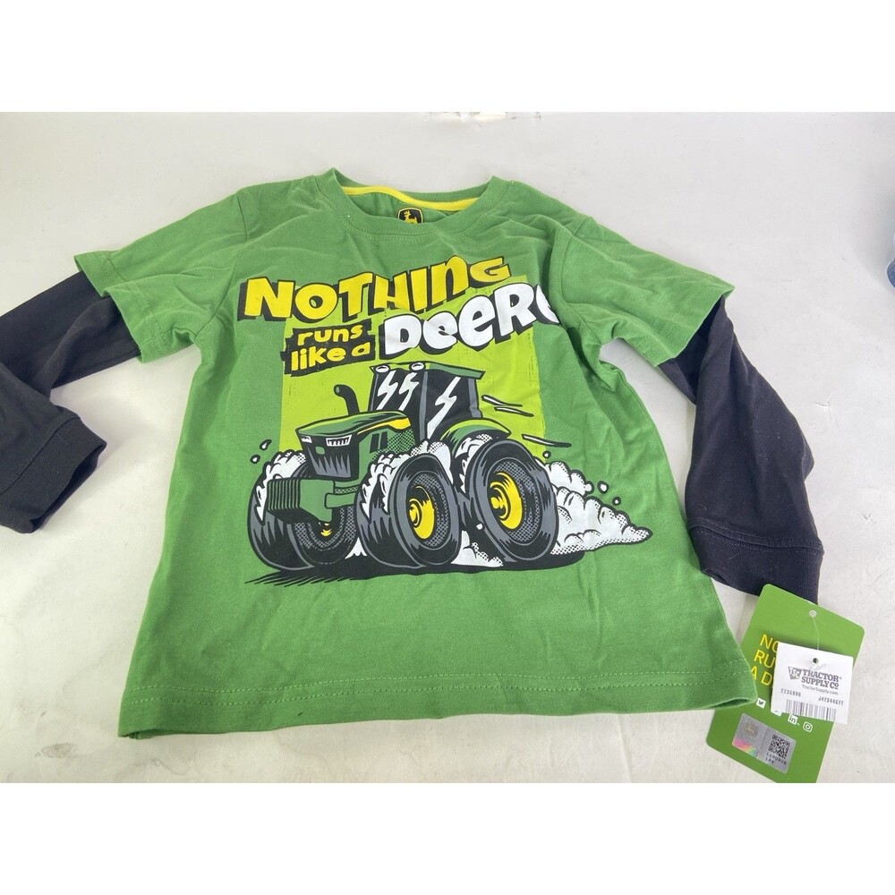 John Deere Boys Size 3T Green Long Sleeve T-Shirt Nothing Runs Like A Deere